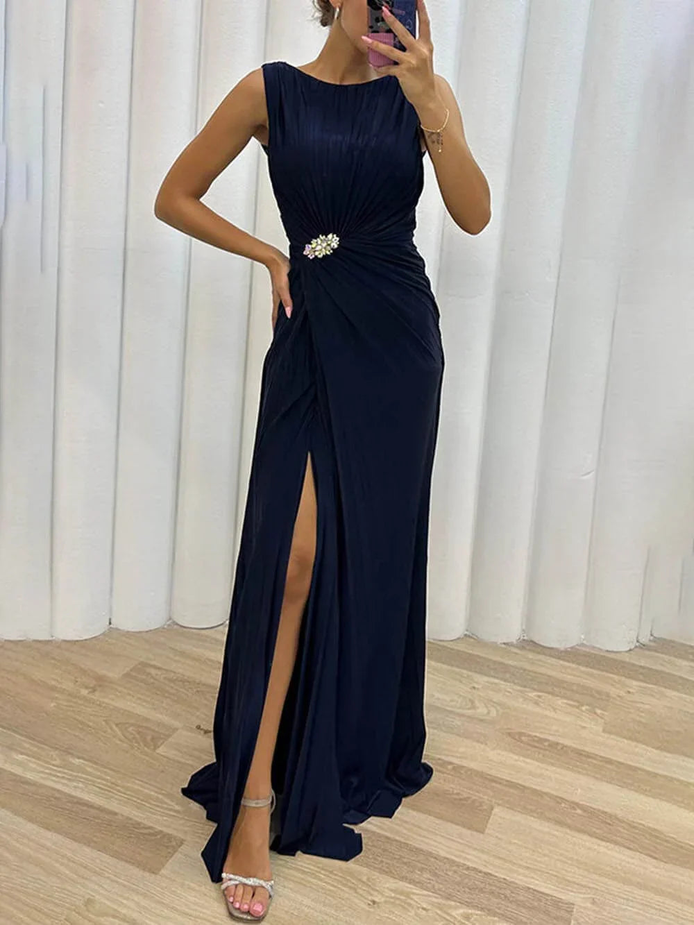 Davina - Robe longue de soirée plissée