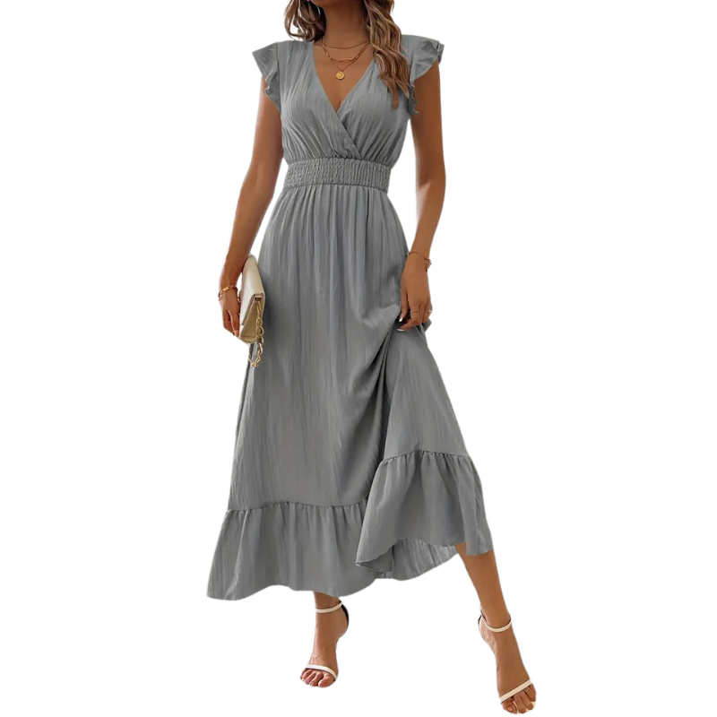 CATALINA™ – Robe longue élégante à col en V froncé