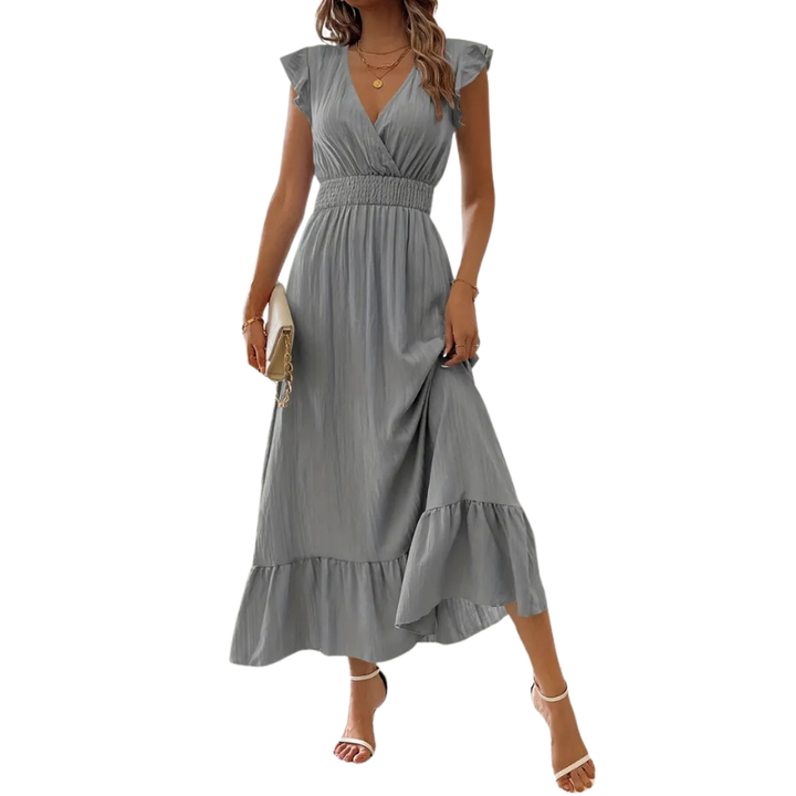 CATALINA™ – Robe longue élégante à col en V froncé