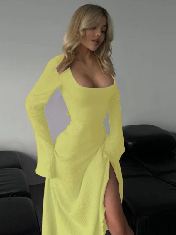 ERIN™ - Robe longue évasée à manches volantées, dos nu lacé sophistiqué