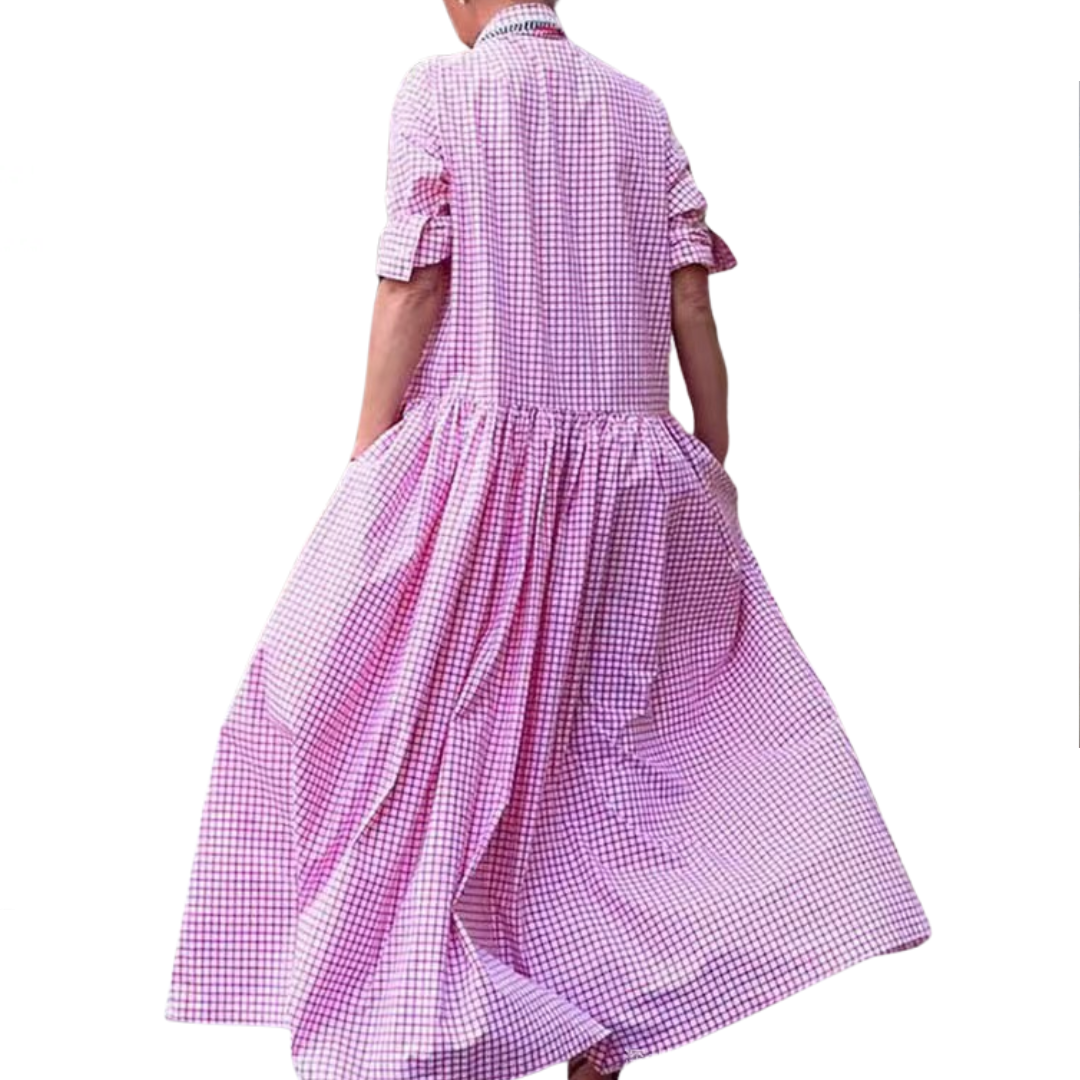 WREN™ – Robe Chemise Évasée à Carreaux Vintage