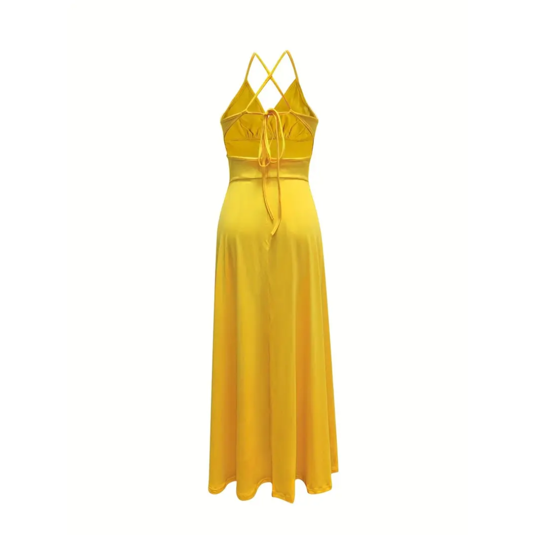 ROXANNE™ – Robe longue chic à fines bretelles et fente