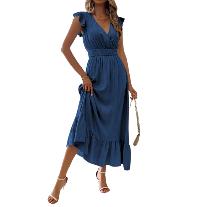 CATALINA™ – Robe longue élégante à col en V froncé