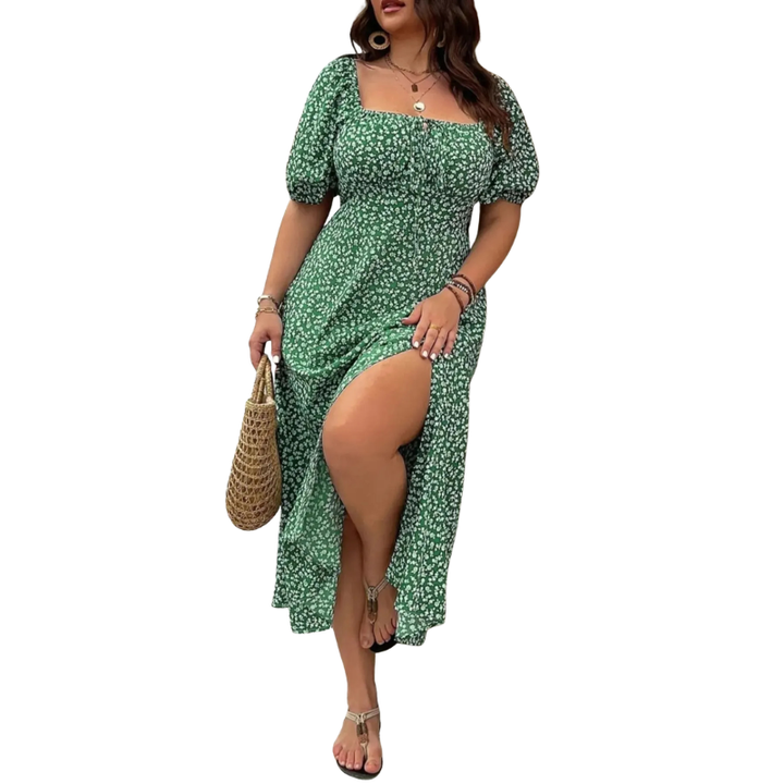 SERENE™ – Robe fleurie grande taille élégante à nouer devant