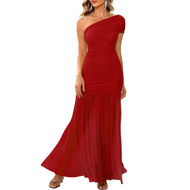 Robe plissée JADA™ – Épaule dénudée glamour