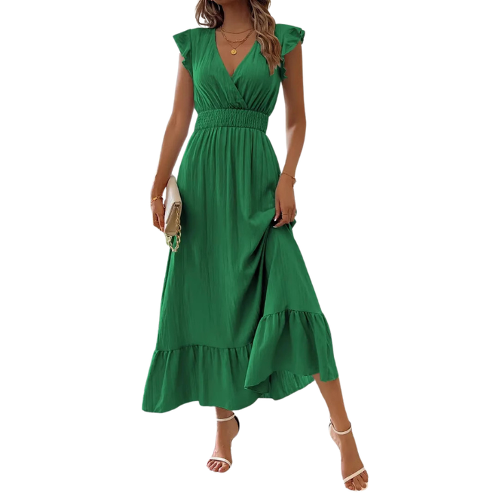 CATALINA™ – Robe longue élégante à col en V froncé
