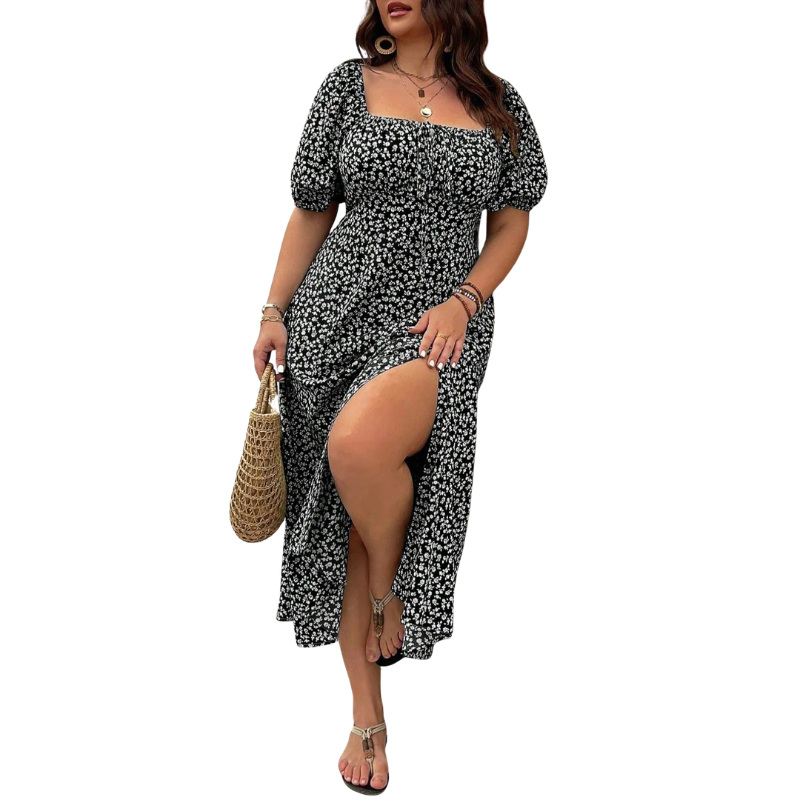 SERENE™ – Robe fleurie grande taille élégante à nouer devant