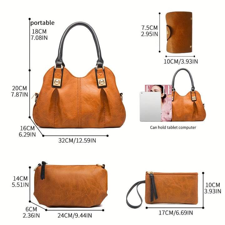Zoe – Ensemble de 4 sacs en cuir vintage