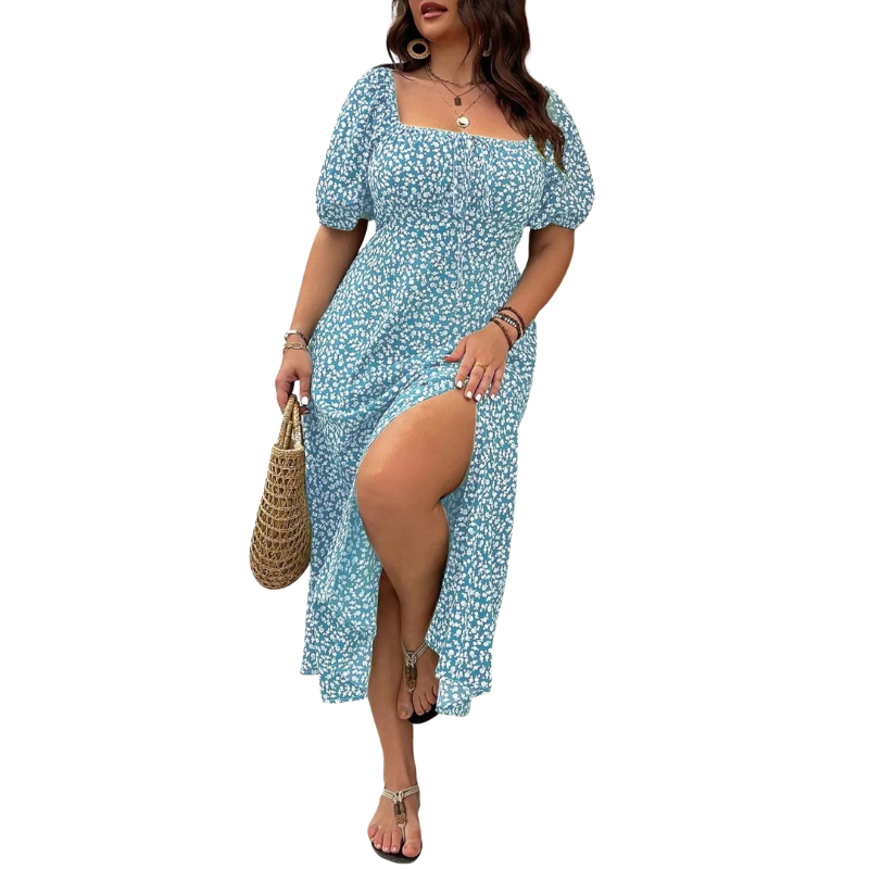 SERENE™ – Robe fleurie grande taille élégante à nouer devant