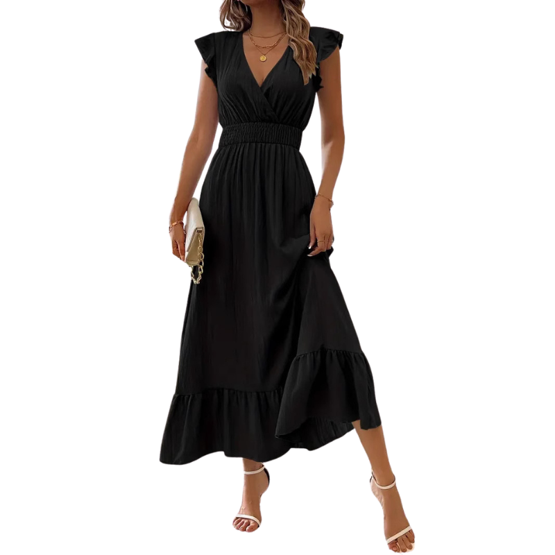 CATALINA™ – Robe longue élégante à col en V froncé