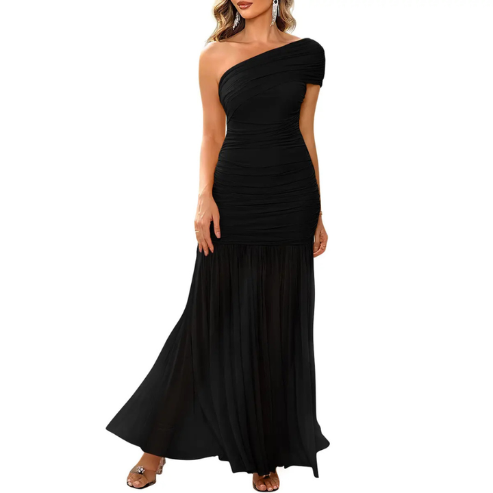Robe plissée JADA™ – Épaule dénudée glamour