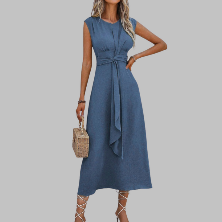 REESE™ - Robe longue élégante sans manches à col rond