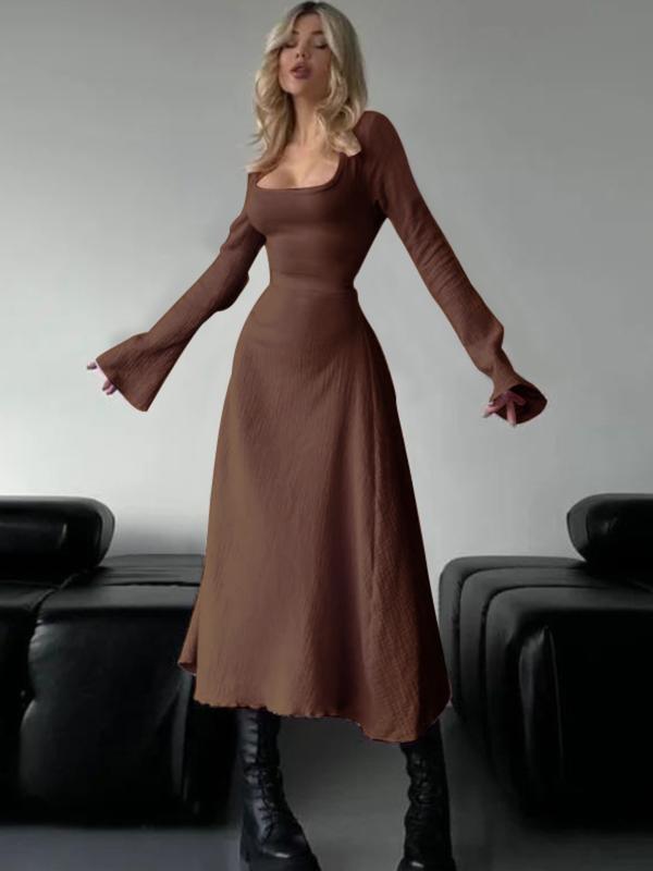 ERIN™ - Robe longue évasée à manches volantées, dos nu lacé sophistiqué