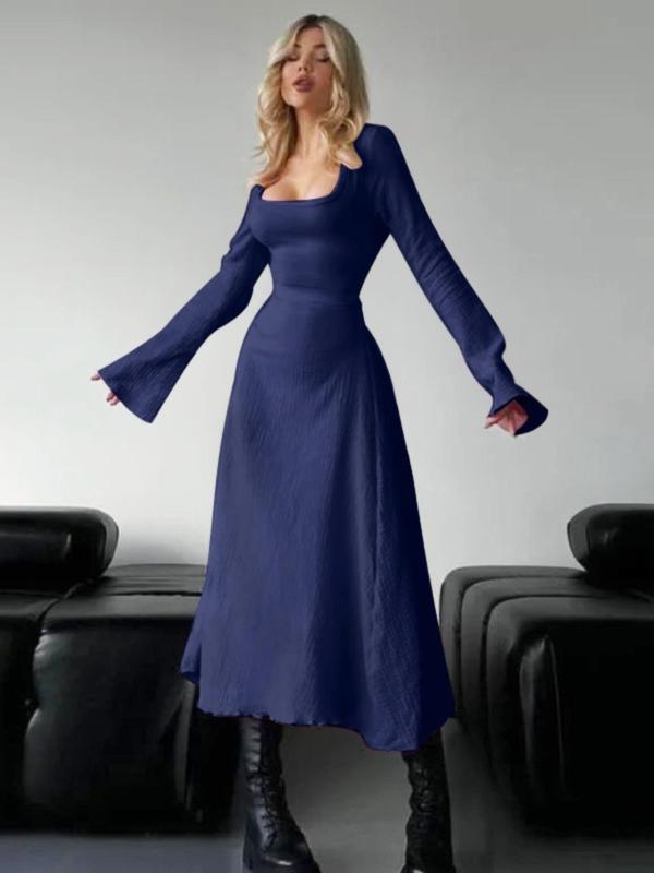 ERIN™ - Robe longue évasée à manches volantées, dos nu lacé sophistiqué