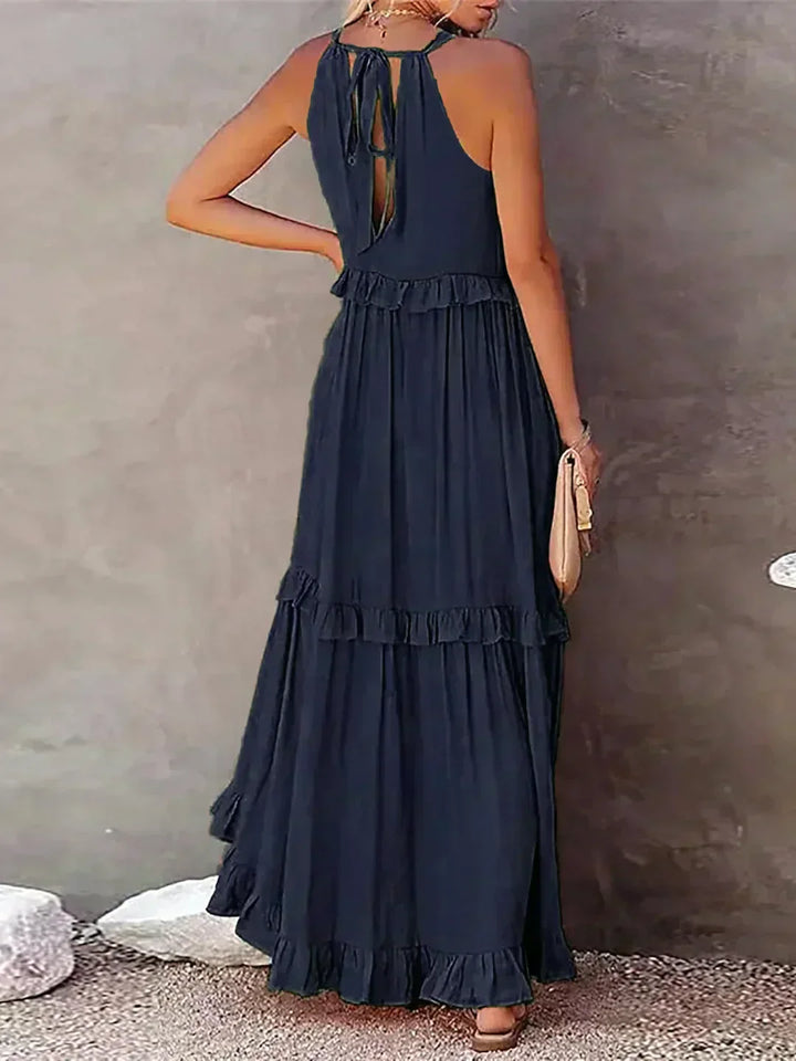 Sarah | Robe longue à volants et col licou (Presque épuisé)