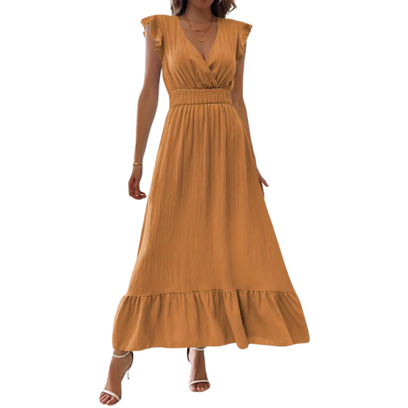 CATALINA™ – Robe longue élégante à col en V froncé