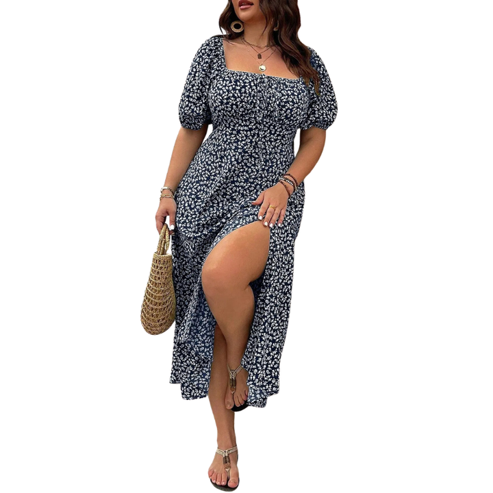 SERENE™ – Robe fleurie grande taille élégante à nouer devant