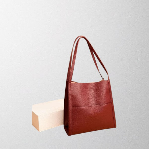 Valérie Dupré - Sac à bandoulière en cuir véritable simple de couleur unie