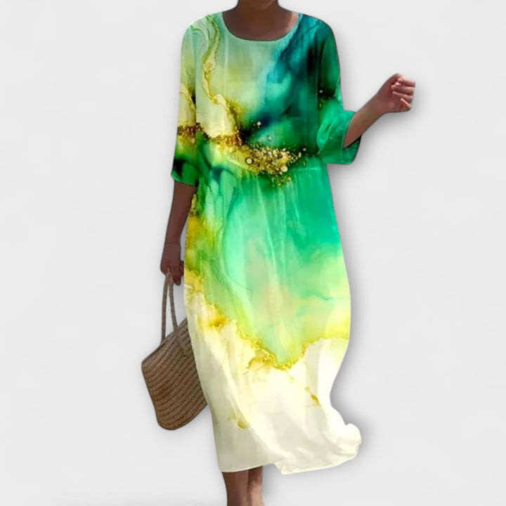SHAE™ - Robe longue élégante à motifs floraux