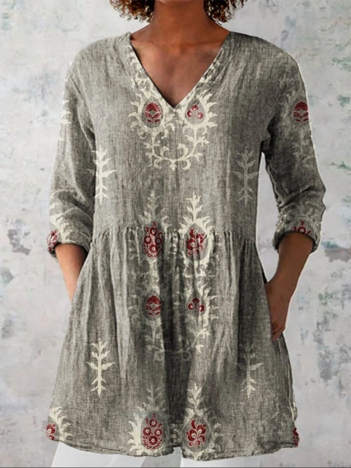 Élise | Blouse longue à col V