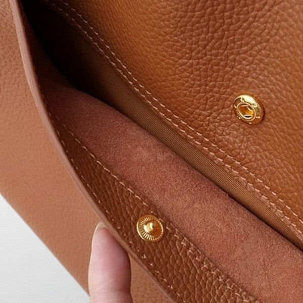 Valérie Dupré - Sac à bandoulière en cuir véritable simple de couleur unie