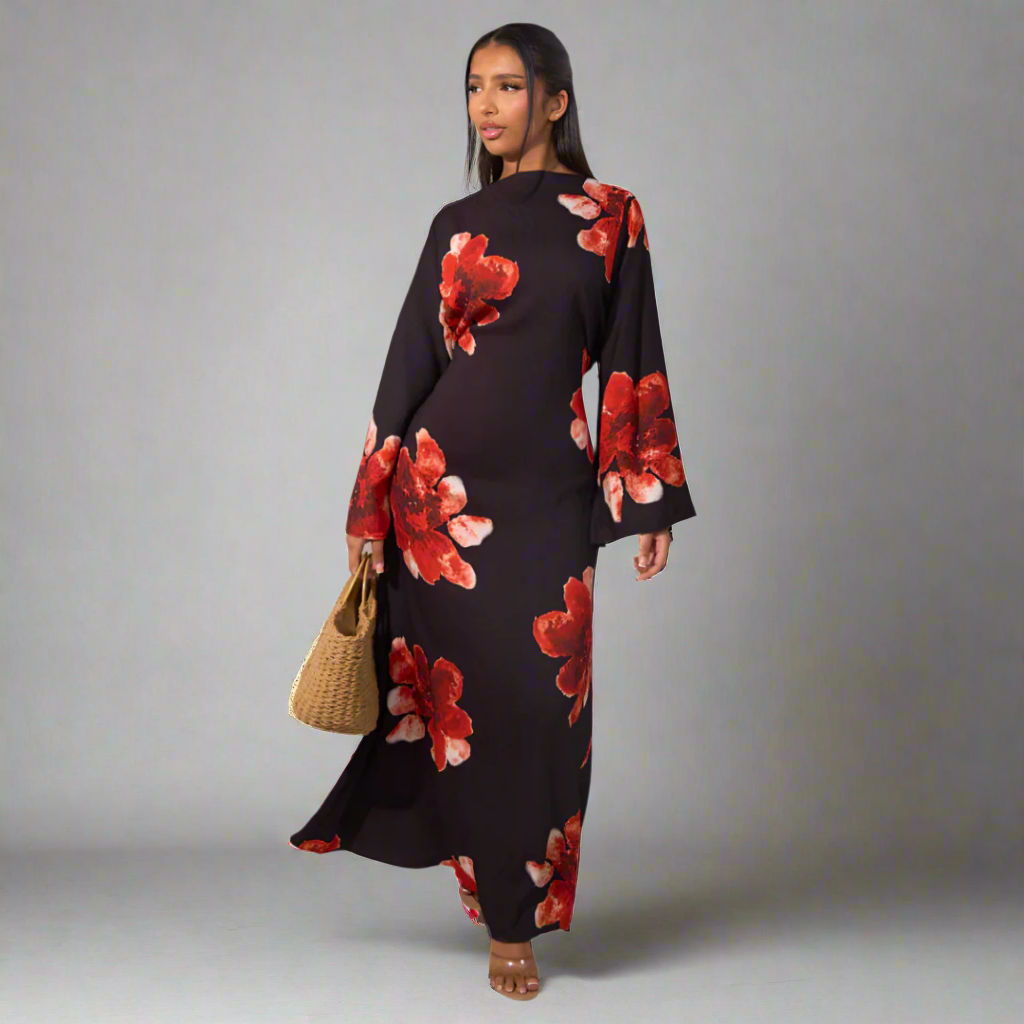ALON™ – Robe longue ample à motifs floraux modestes
