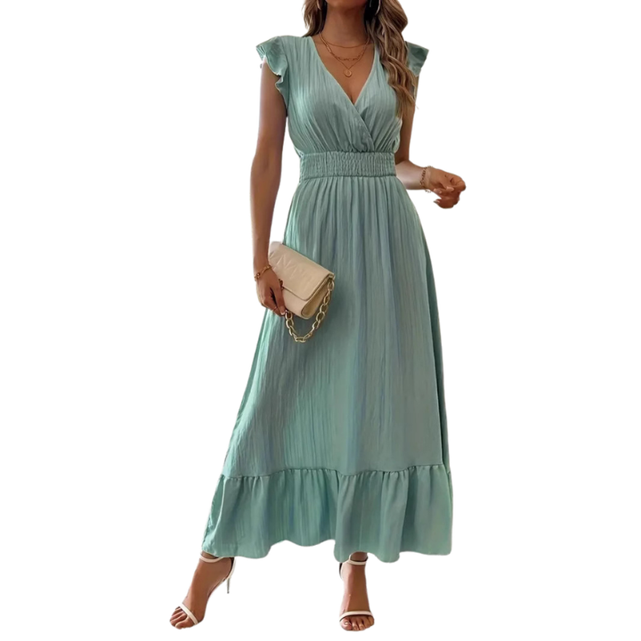 CATALINA™ – Robe longue élégante à col en V froncé
