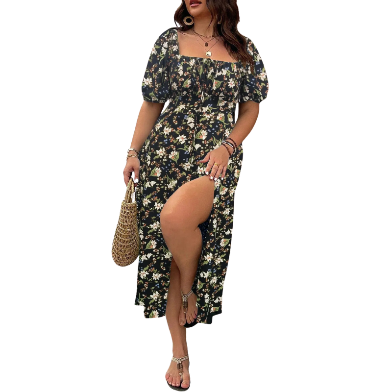 SERENE™ – Robe fleurie grande taille élégante à nouer devant