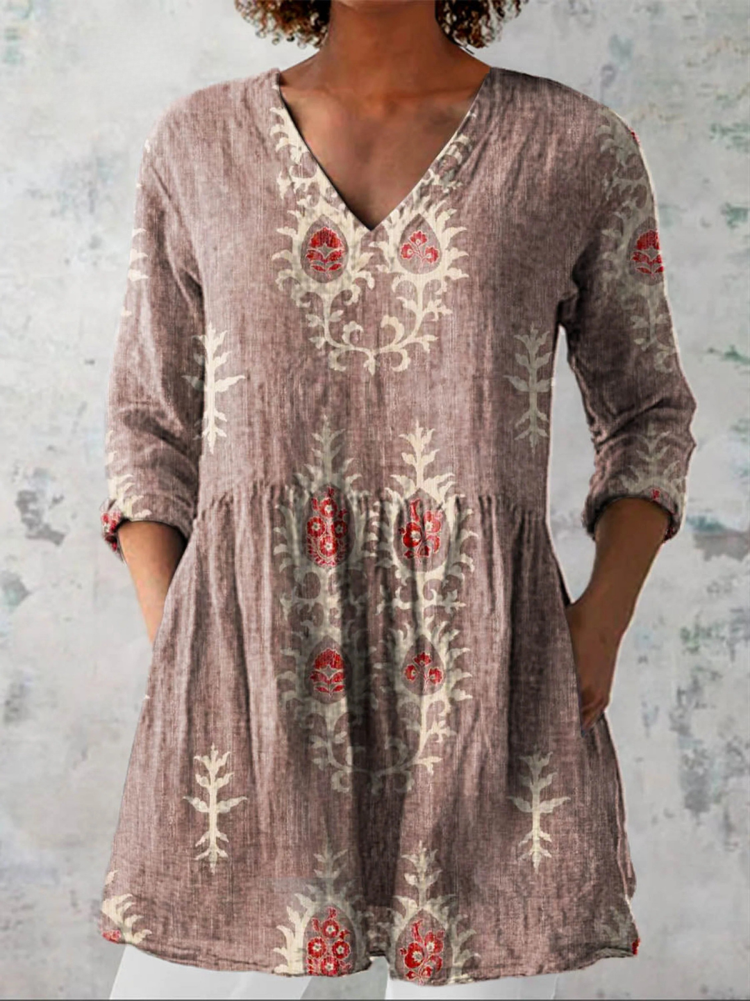Élise | Blouse longue à col V