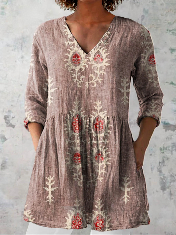 Élise | Blouse longue à col V