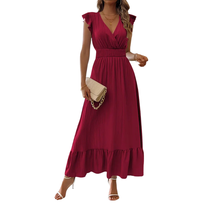 CATALINA™ – Robe longue élégante à col en V froncé