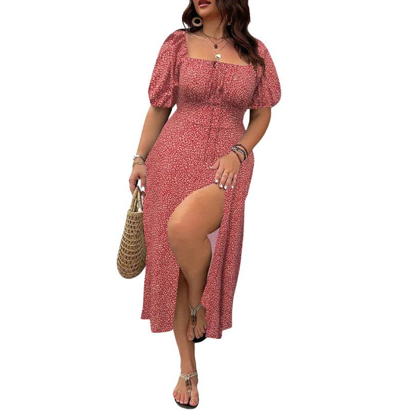 SERENE™ – Robe fleurie grande taille élégante à nouer devant