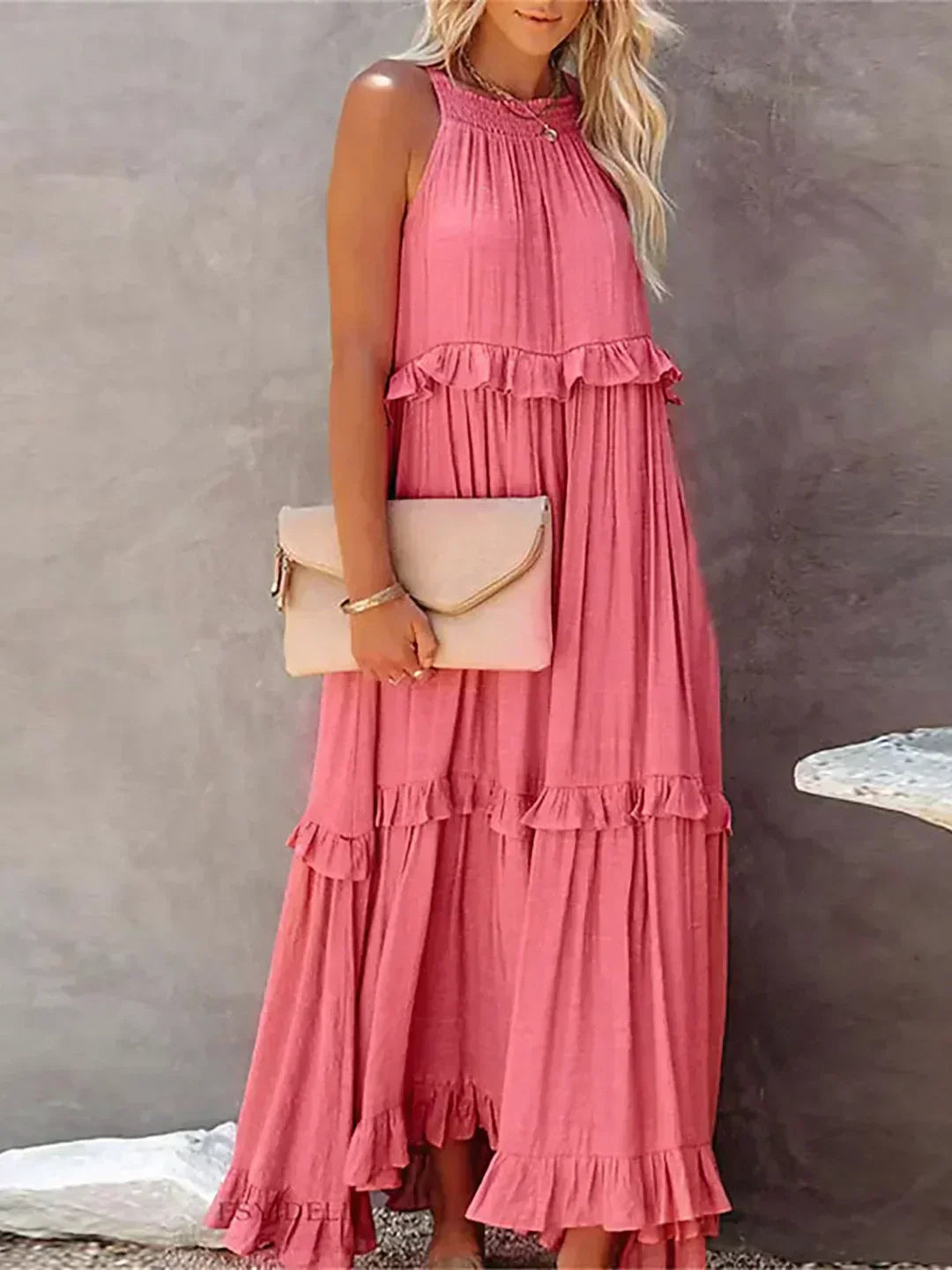 Sarah | Robe longue à volants et col licou (Presque épuisé)