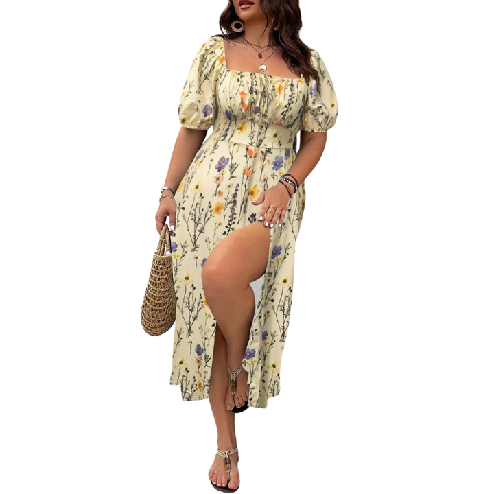 SERENE™ – Robe fleurie grande taille élégante à nouer devant