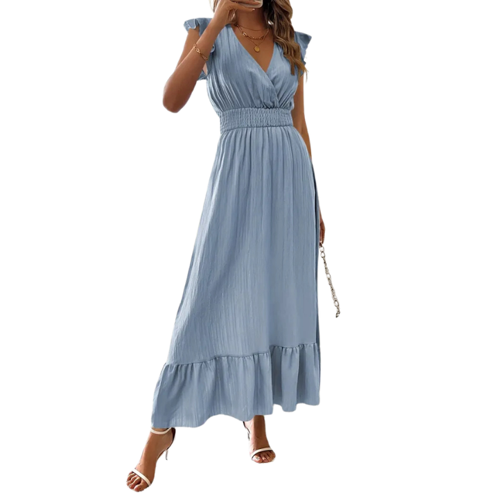 CATALINA™ – Robe longue élégante à col en V froncé