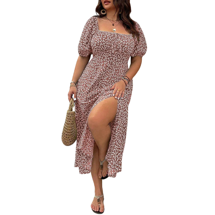 SERENE™ – Robe fleurie grande taille élégante à nouer devant
