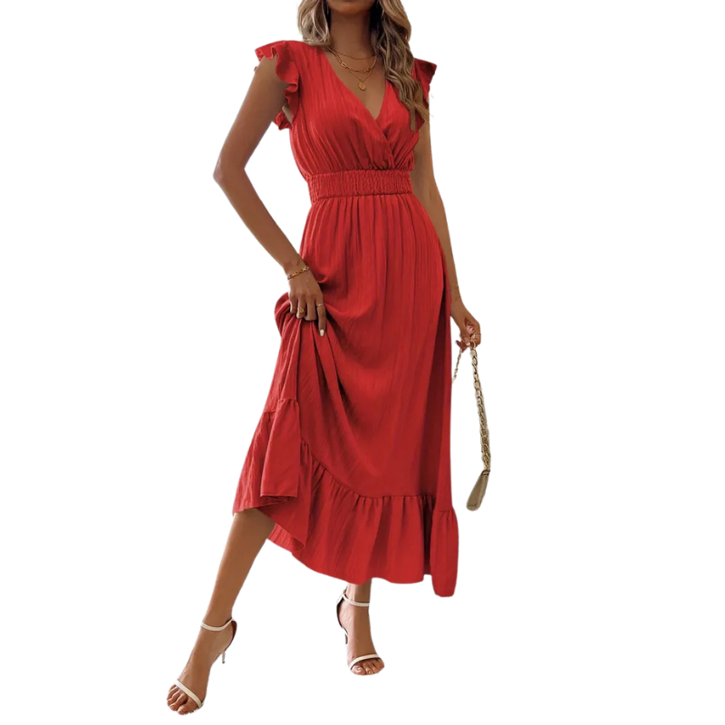 CATALINA™ – Robe longue élégante à col en V froncé