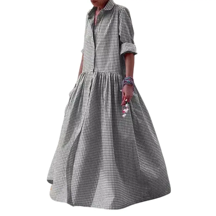 WREN™ – Robe Chemise Évasée à Carreaux Vintage