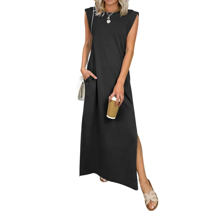 BREEANA™ – Robe longue fendue sans manches décontractée