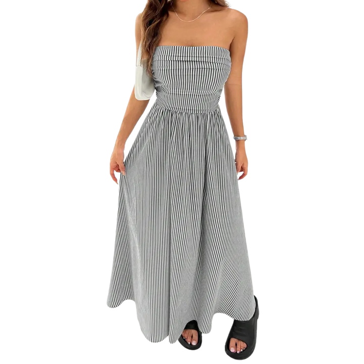 ZELDA™ – Robe longue bandeau rayée à poches
