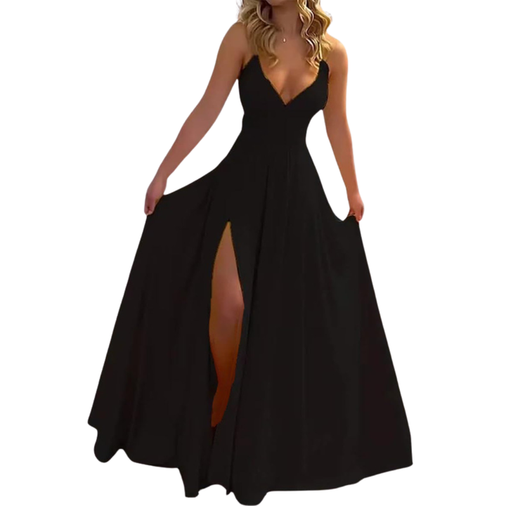 ROXANNE™ – Robe longue chic à fines bretelles et fente