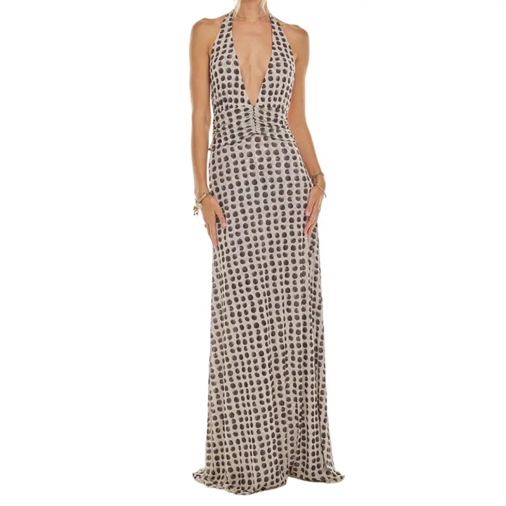 LORALEI™ – Robe longue fleurie dos nu à col montant