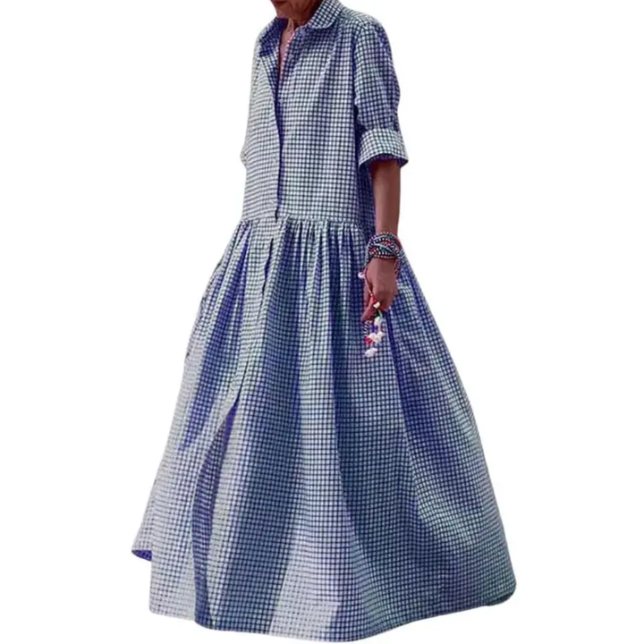 WREN™ – Robe Chemise Évasée à Carreaux Vintage