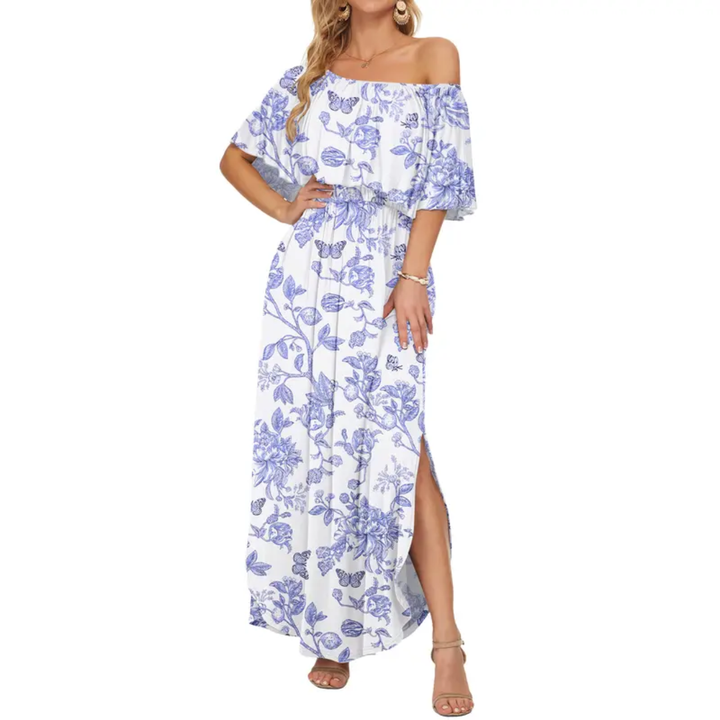 FLORENTINE™ – Robe longue à volants et épaules dénudées