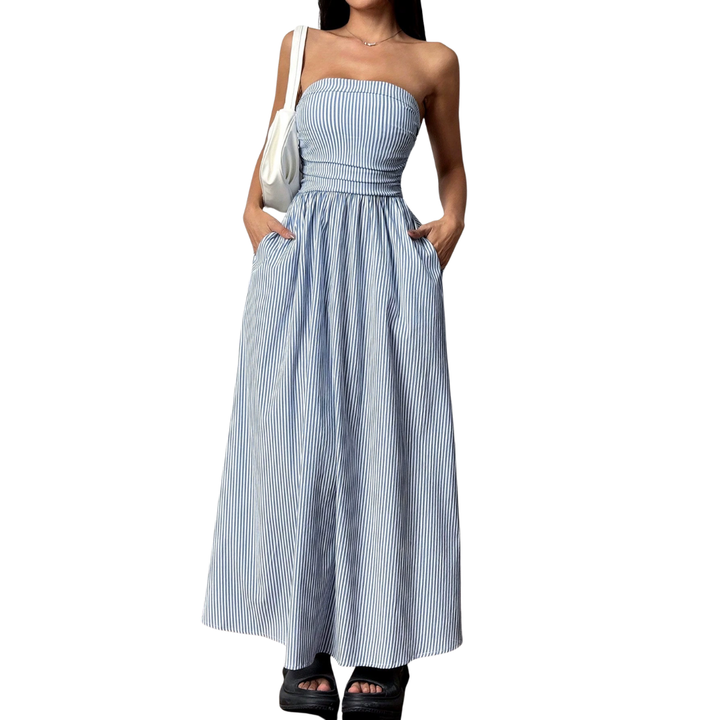 ZELDA™ – Robe longue bandeau rayée à poches