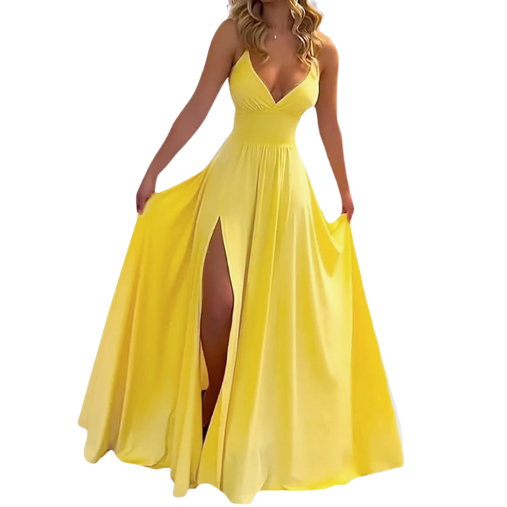 ROXANNE™ – Robe longue chic à fines bretelles et fente