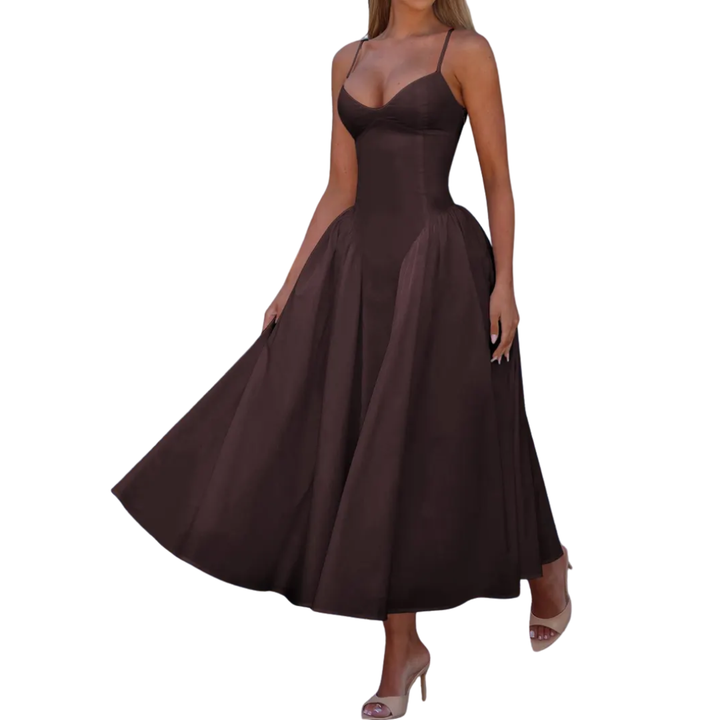 GENEVRE™ – Robe longue sans manches cintrée à la taille