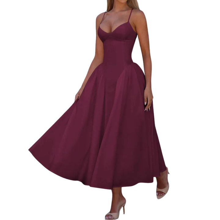 GENEVRE™ – Robe longue sans manches cintrée à la taille