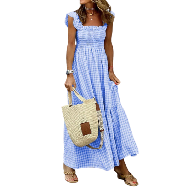 OTTOLINE™ – Robe Retro à Volants Froncés en Taffetas Écossais