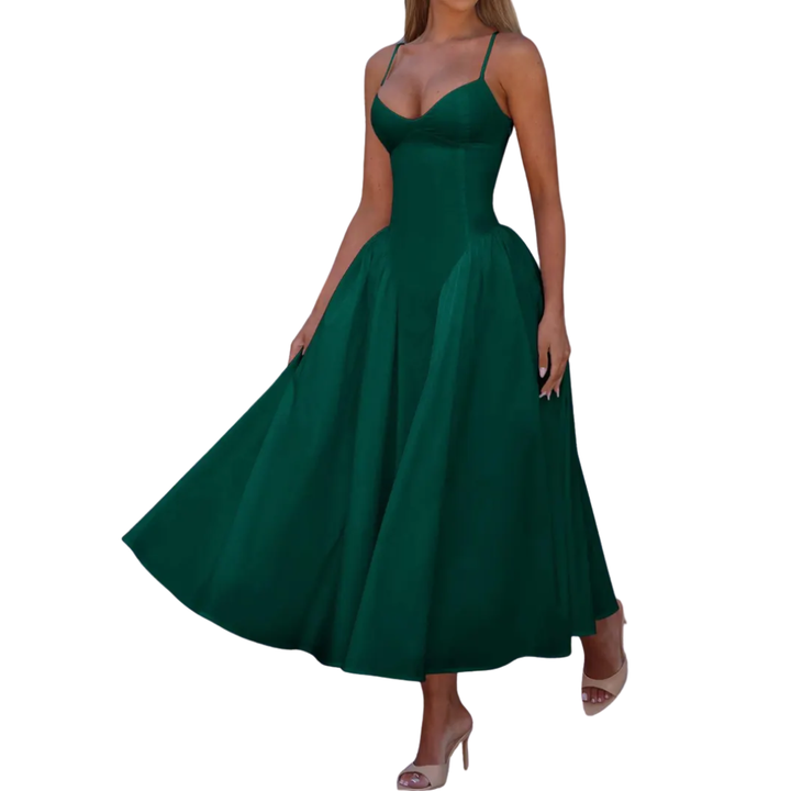 GENEVRE™ – Robe longue sans manches cintrée à la taille